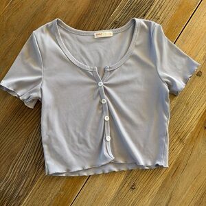 ROMWE Purple Buttoned Crop Top